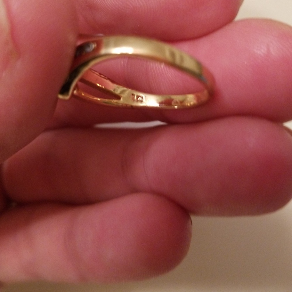 Nib 925 Gold Sapphire & Diamond Ring Size 6 - Picture 4 of 8